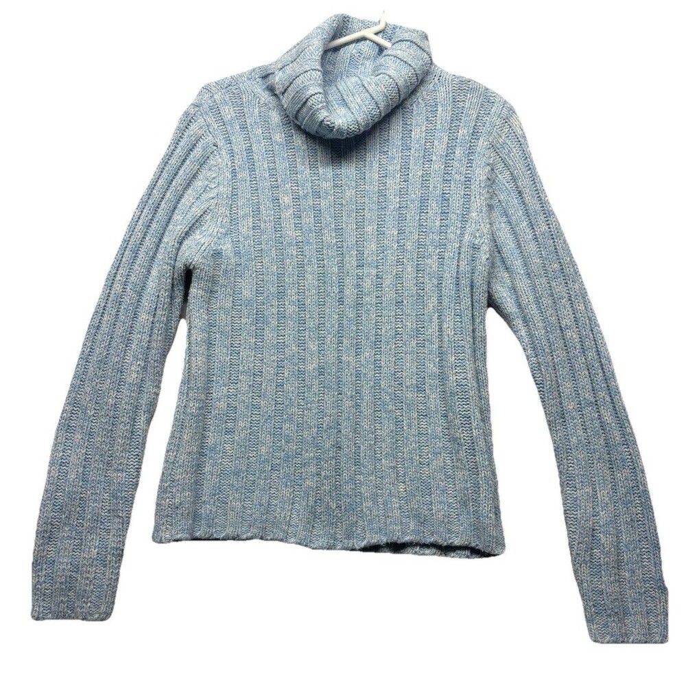 Y2K Aeropostale 2000s Womens size Large Blue Shimmer Sparkle Ribbed turtleneck